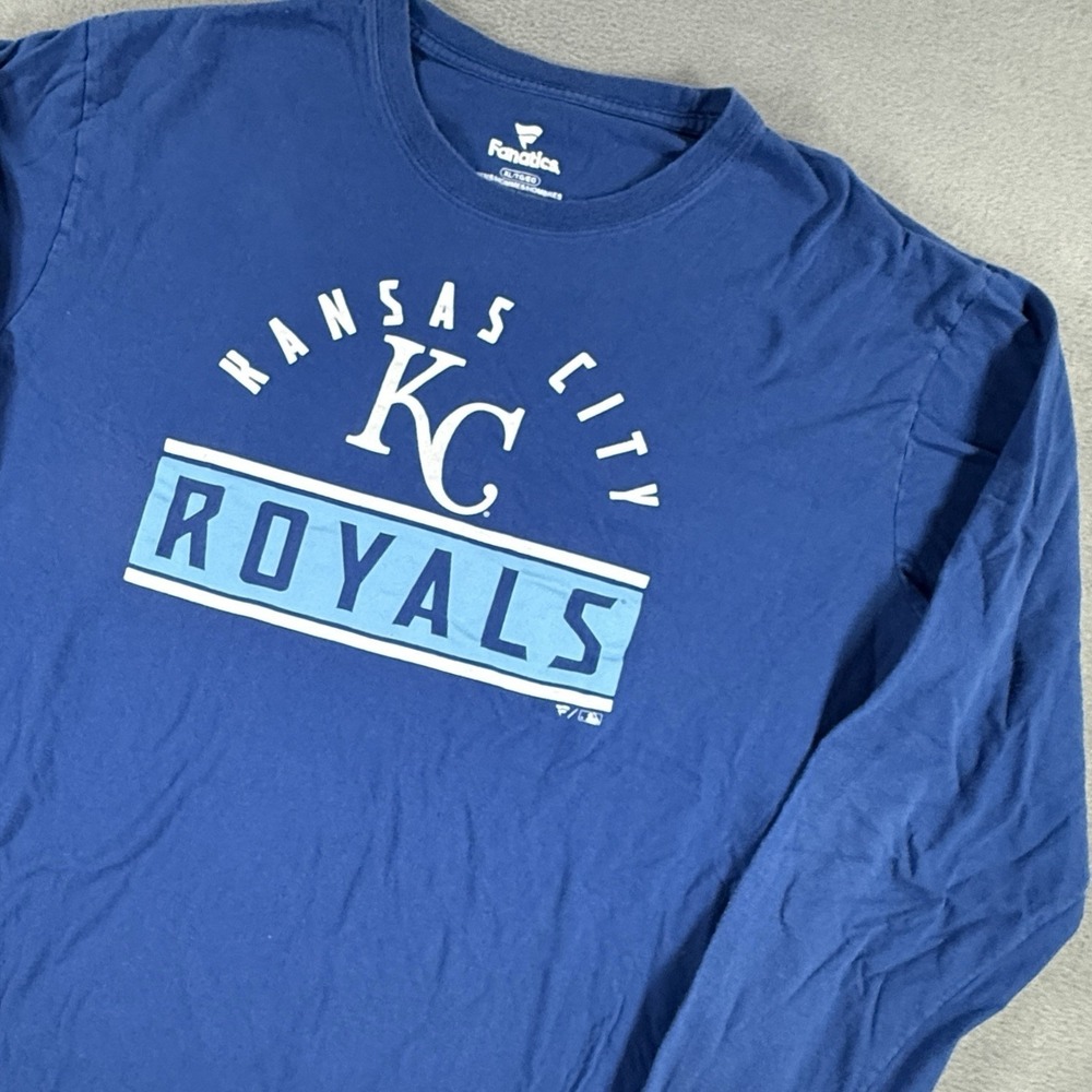 Kansas City Royals Shirt Mens XL Blue MLB Baseball‎ Fanatics Graphic Long Sleeve